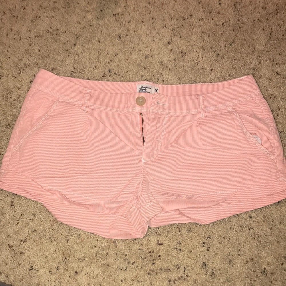 Pink and white pinstripe shorts